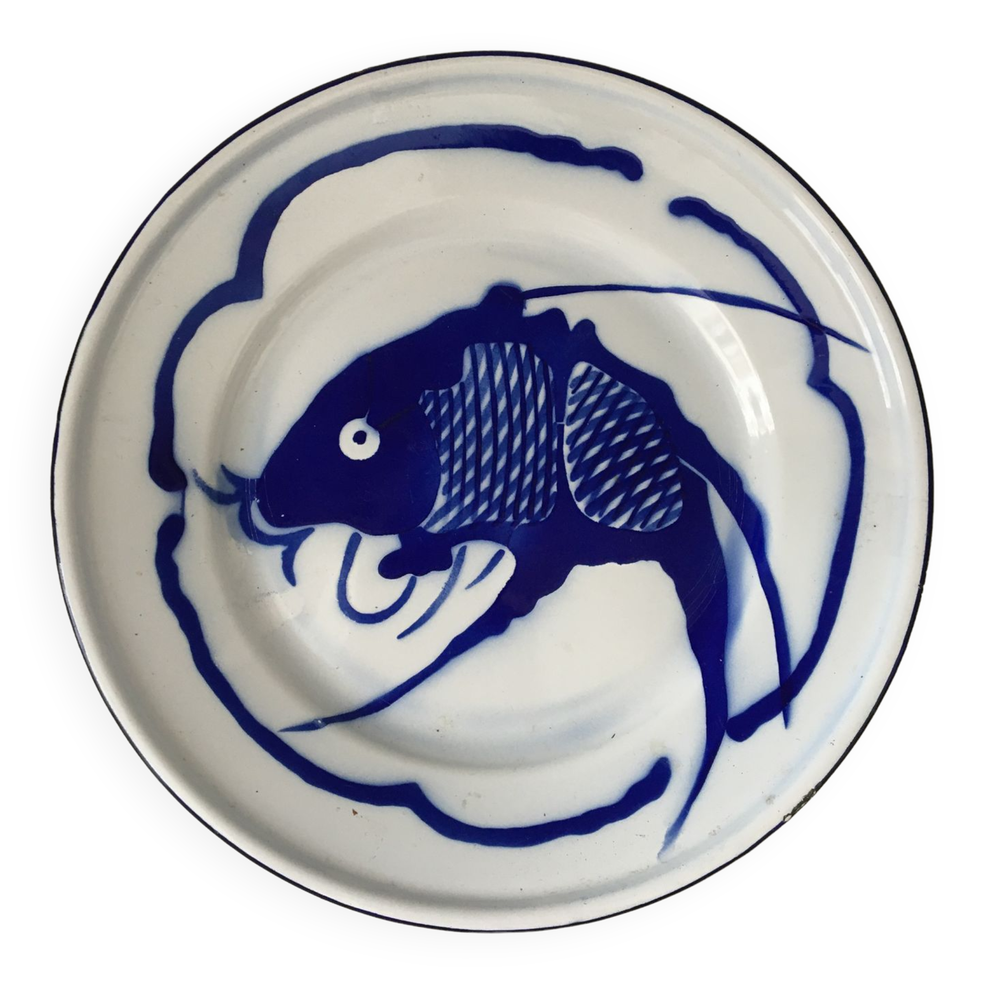 Chinese metal plate enamelled carp Koi