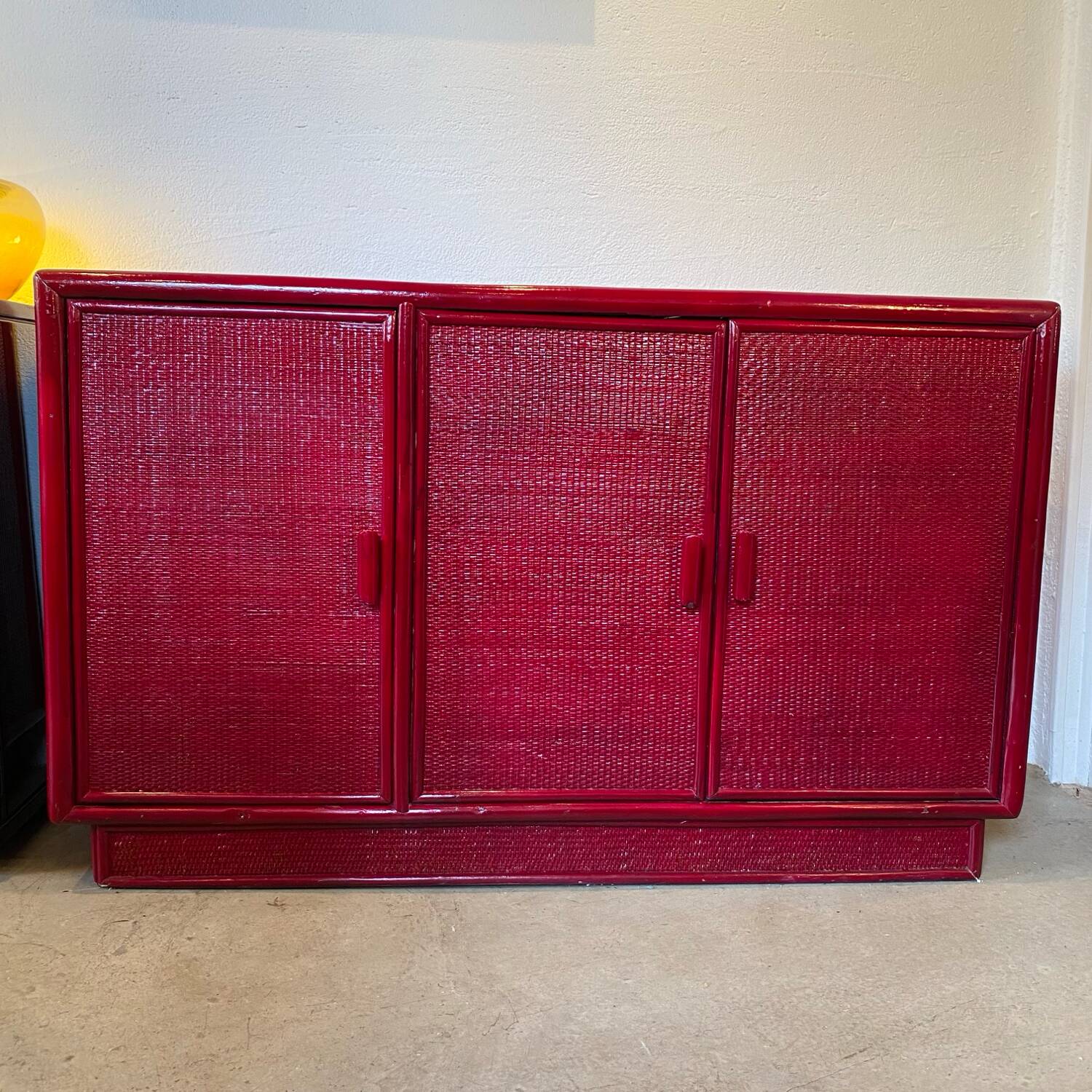 Buffet cannage et rotin laqué 70