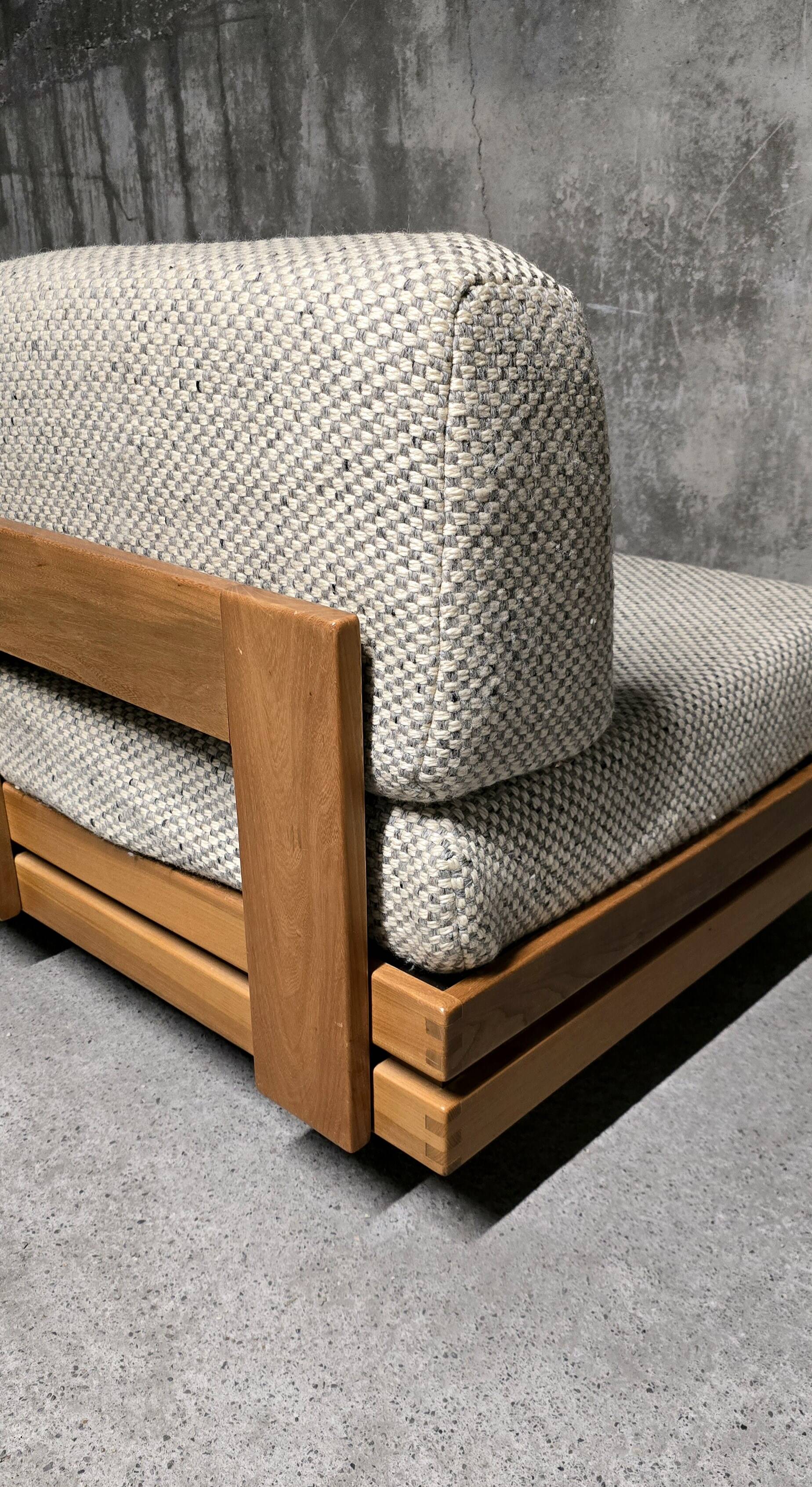 Sofa - daybed and armchair by Maison Regain 60/70 in vintage elm