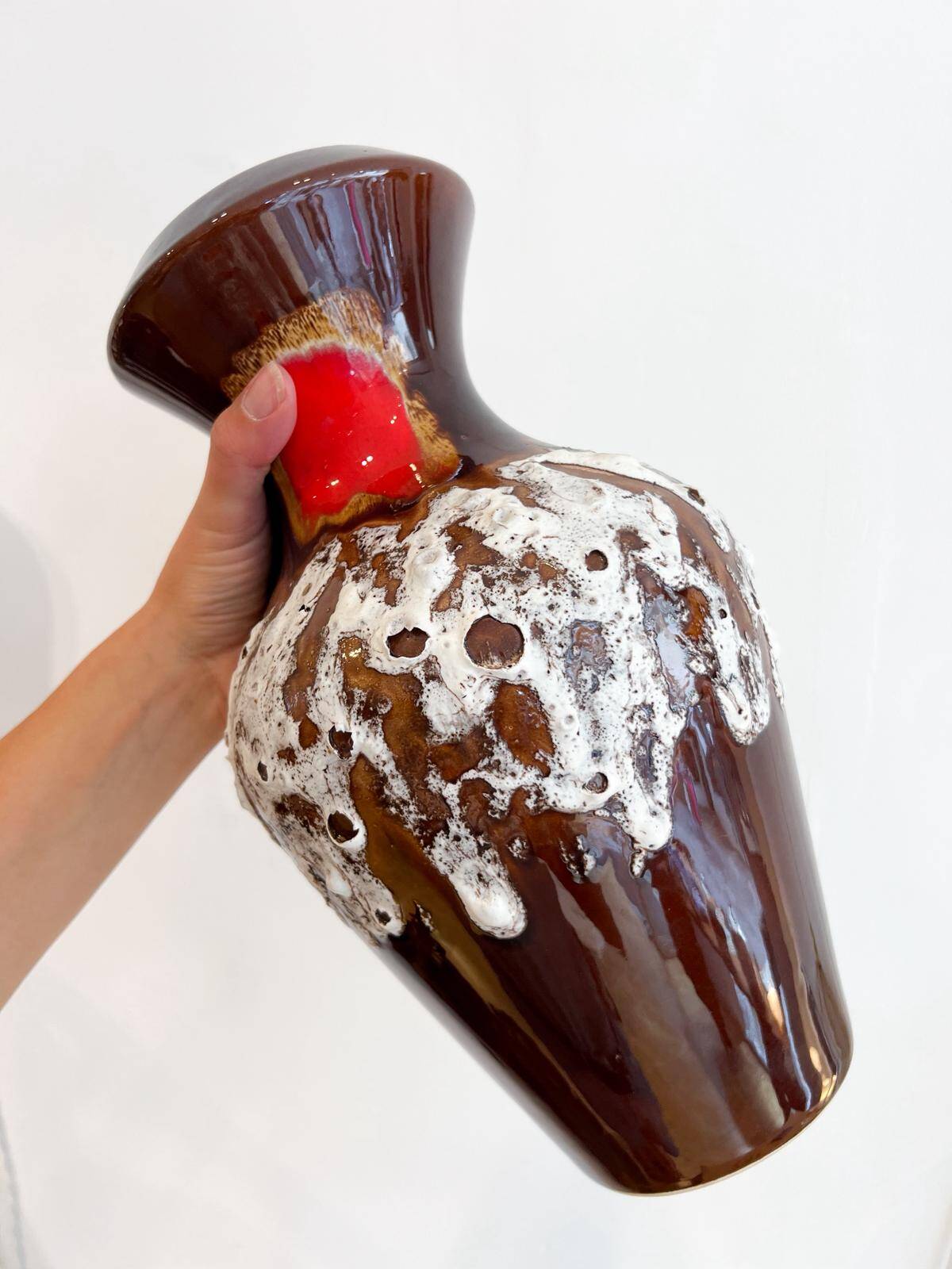 Handmade ceramic vase in "volcanic" style
