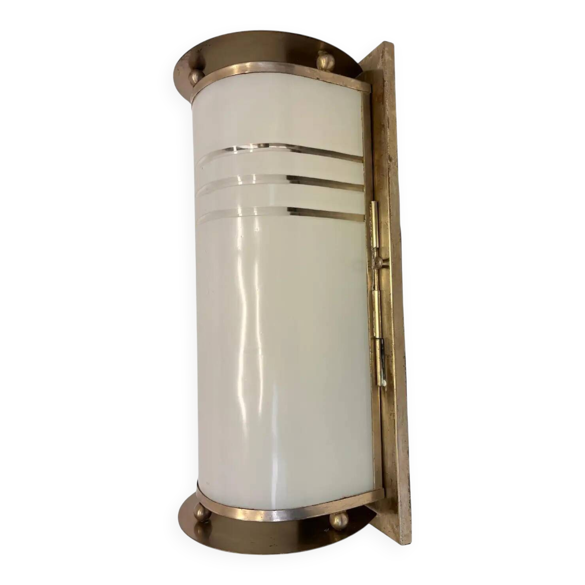 XL chrome design Bauhaus wall and glass lamp 1930s - Czechoslovakia