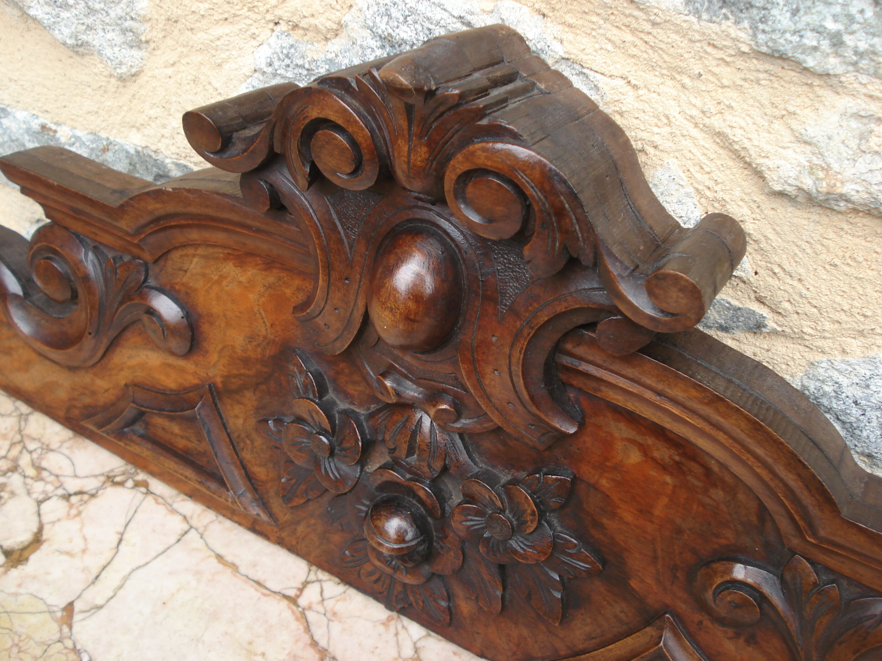 Old wooden door pediment