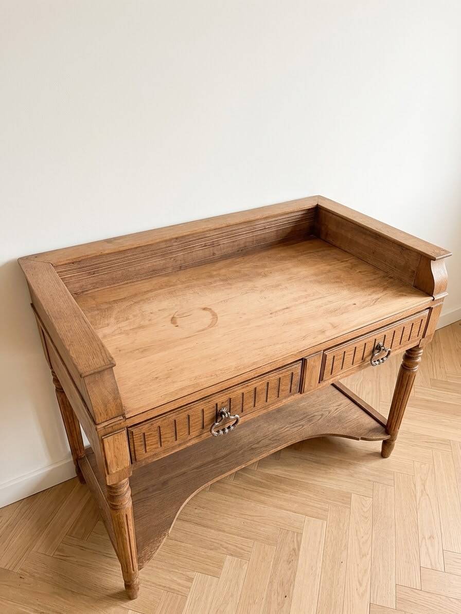 Renovated antique oak hairdresser – Console, desk, entrance furniture, accent furniture, serving table.