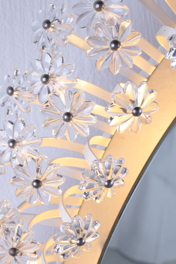 Miroir Rond Floral Illuminé Design Par Emil Stejnar Pour Rupert Nikoll, Années 1950