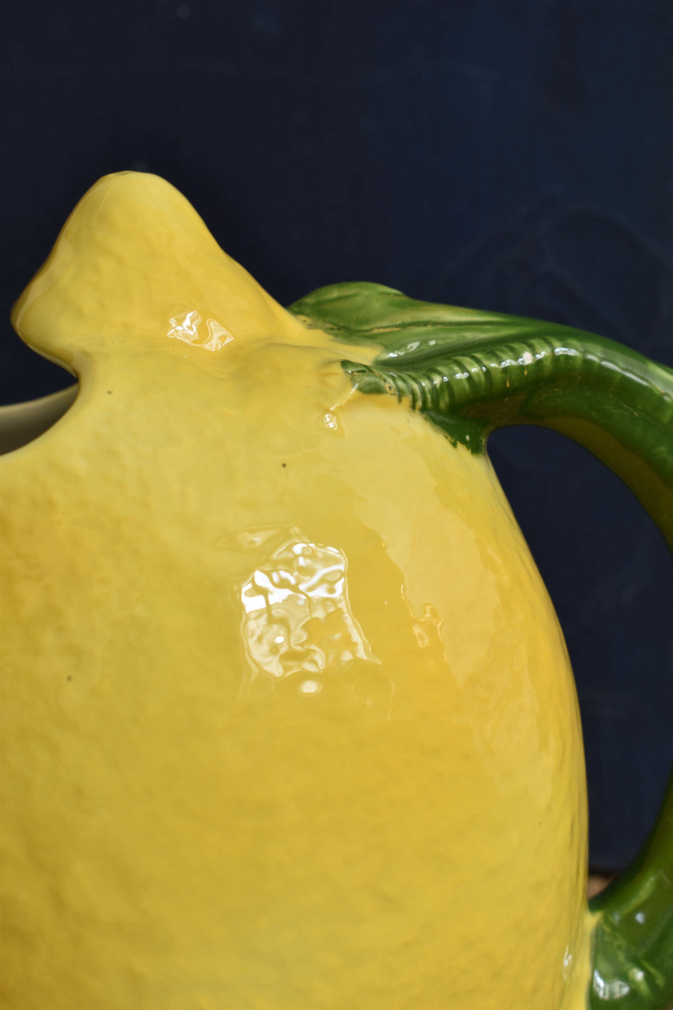 Vintage lemon pitcher barbotine