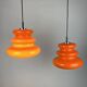 Bright orange glass pendant light AH 1 by Peill and Putzler 1960