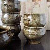 6 green ceramic cassolettes