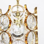 Pair of small golden brass pendants, Sciolari design for Palwa, Germany, 1970s.