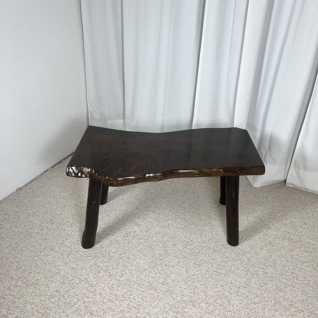 Rustic solid wood coffee table, Wabi-Sabi style, 1970s.