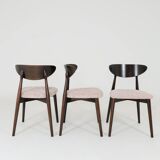 Pink Set of 6 dining chairs Scandinavian design, dark color wood 