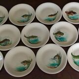 12 fish plates Proceram Cerel Aubagne, 1950s