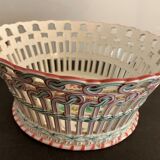 Fruit basket in fine polychrome earthenware KG Lunéville, 1900