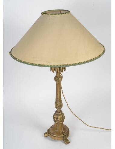 Carved wooden lamp, old candle holder, 19th century, Napoleon III period.