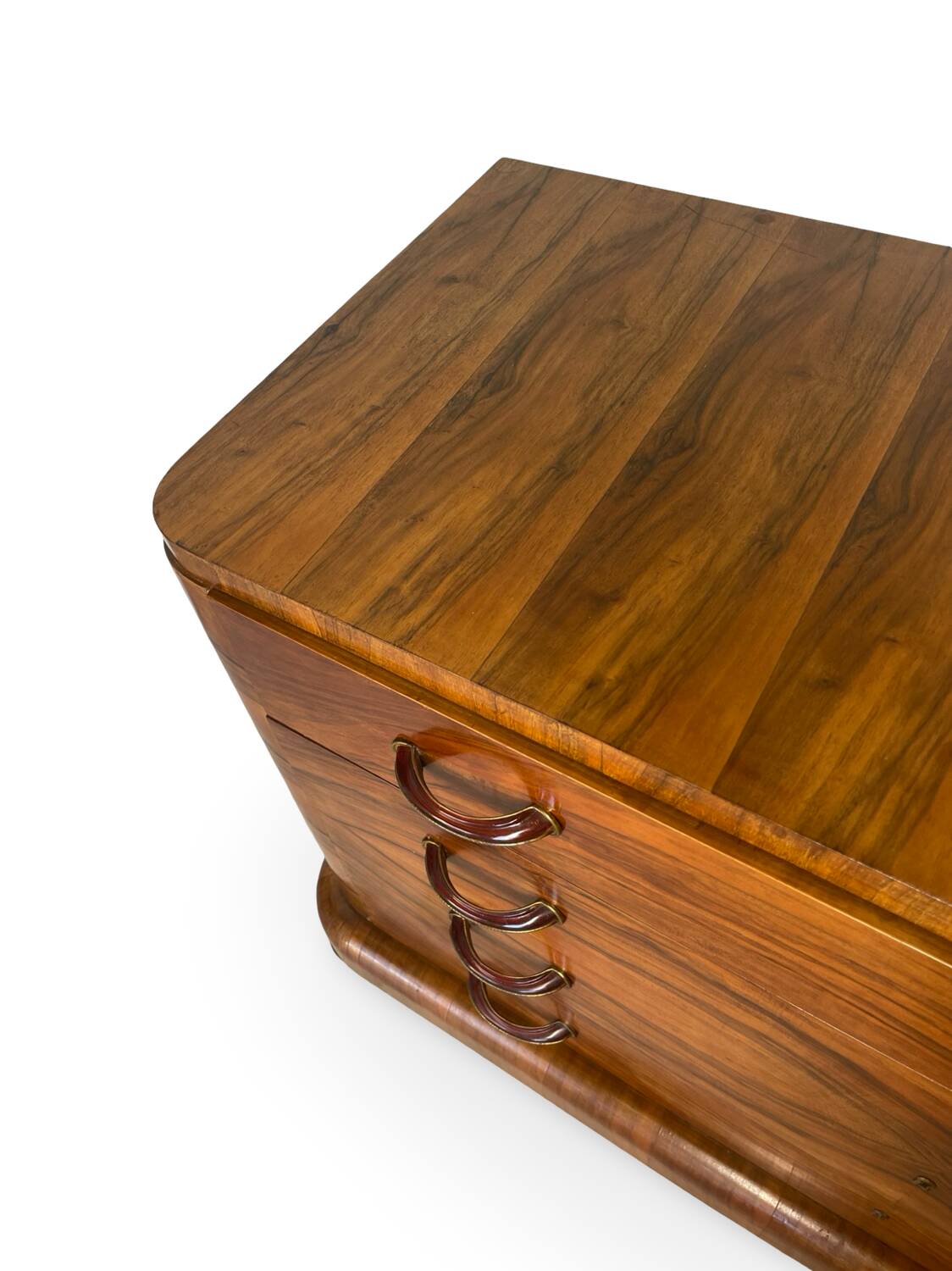 Commode italienne Art déco en ronce de noyer, années 1930