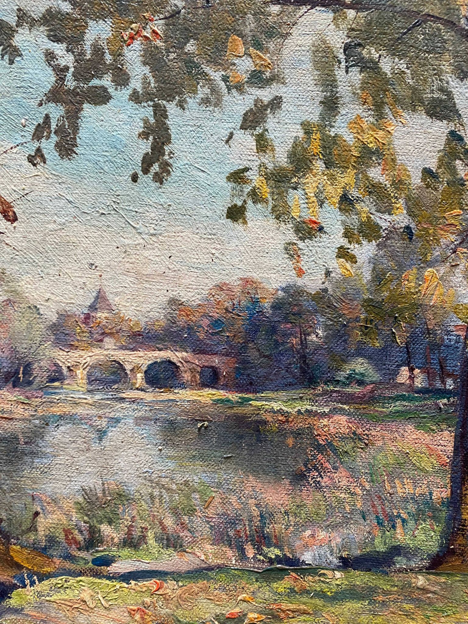 Hst painting "countryside landscape at the river" by pierre bonnerot (1891-1981)