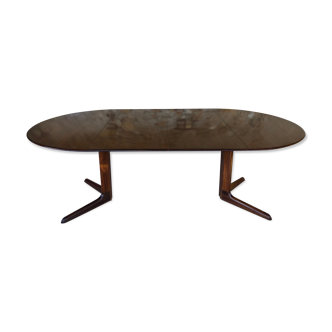 Expandable Scandinavian rosewood dining table by CJ Rosengaarden, circa 60's