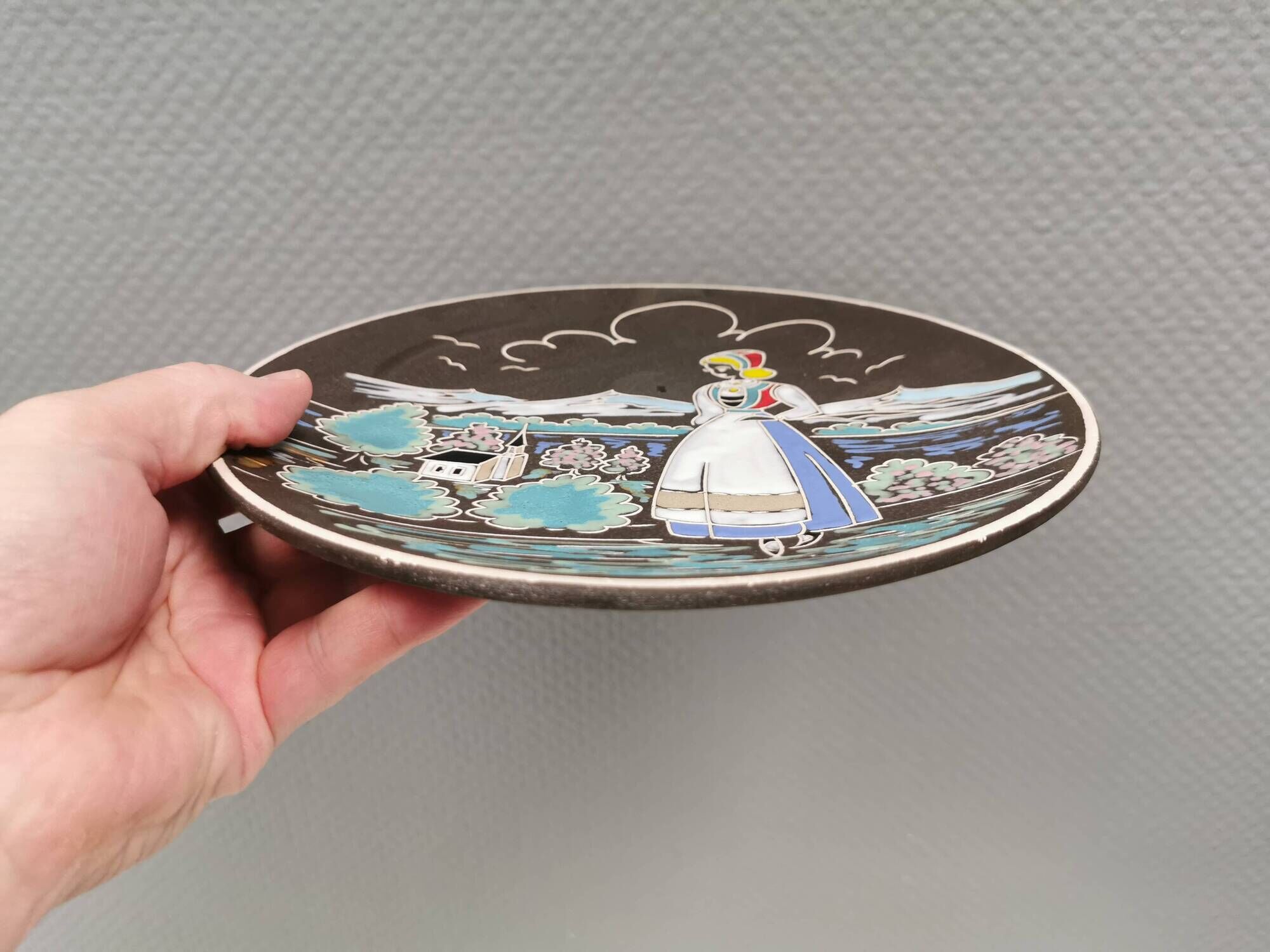 Ceramic Wall Plate by Arnold Wiig Factories (AWF) Norway 1950s