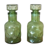Duo of vintage bottles in Italian glass