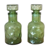 Duo de carafes bouteilles vintage en verre italien