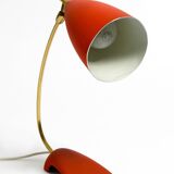 Rare Cosack Mid Century table lamp with red fine wrinkle finish and brass n