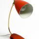 Rare Cosack Mid Century table lamp with red fine wrinkle finish and brass n