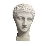 Antique Hermes head sculpture, patinated plaster, mid-20th century