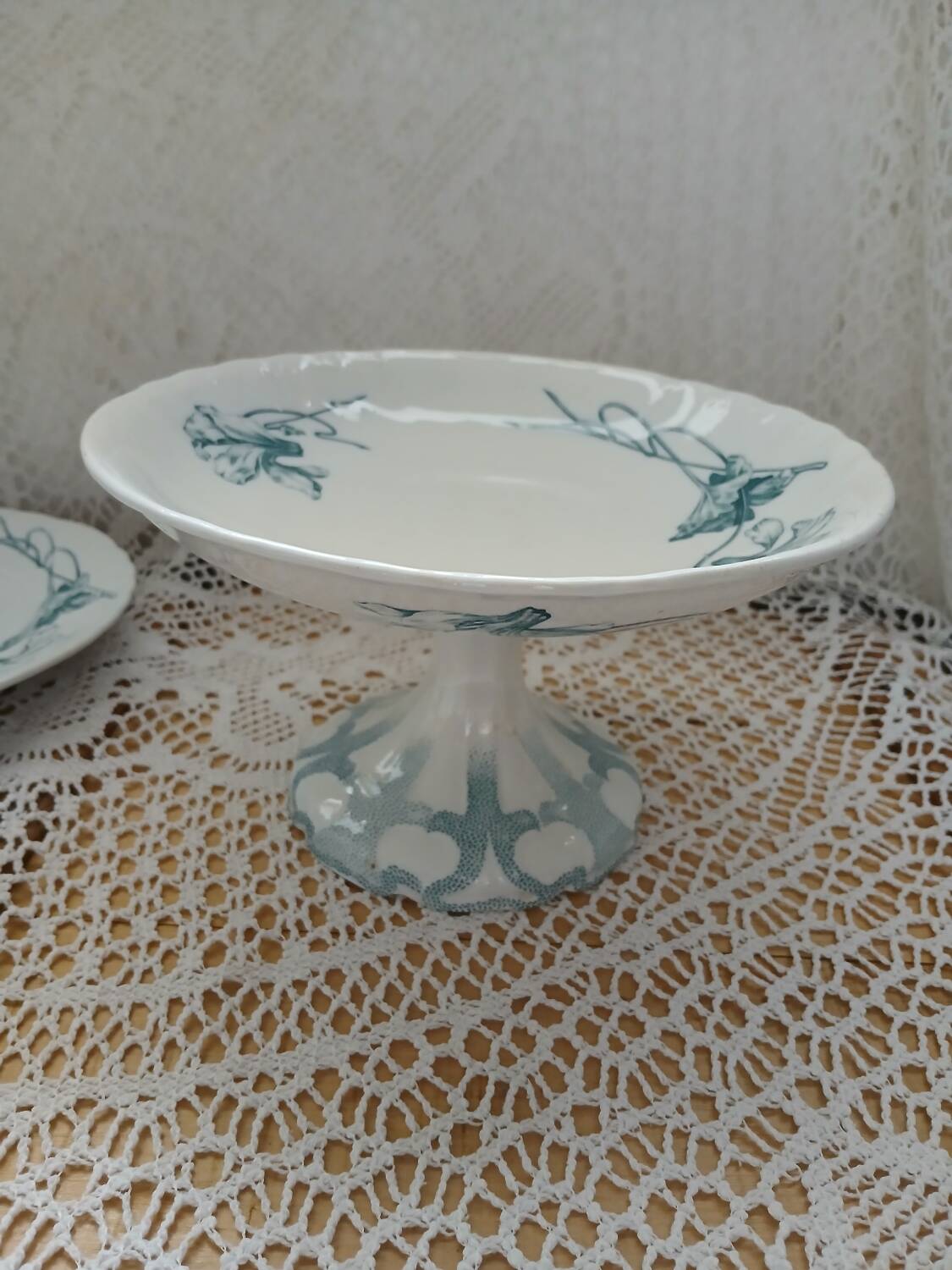 2 antique ironstone compote dishes