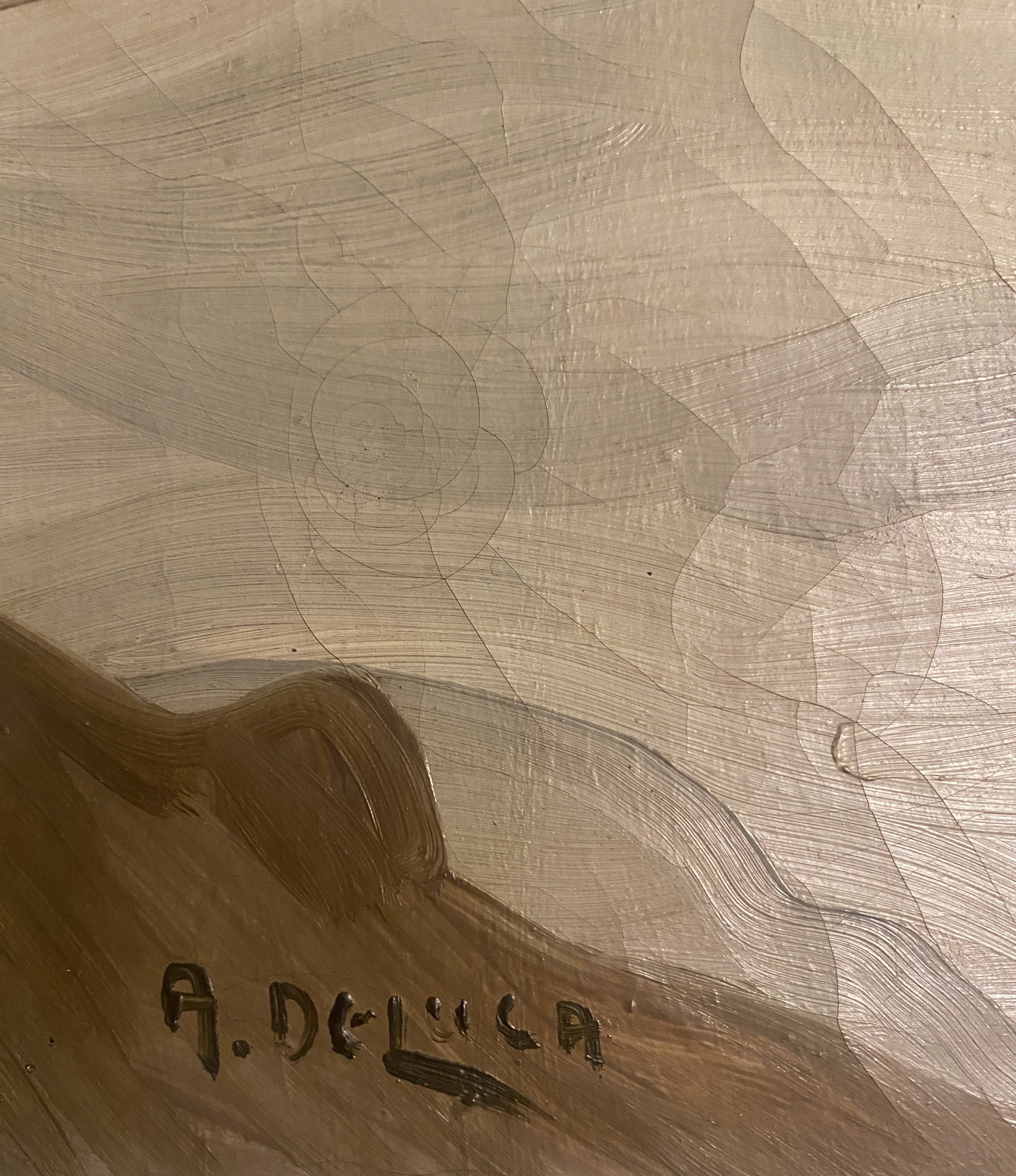 Painting "bouquet of flowers" post impressionist signed a. de luca + frame