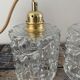 Set of two vintage electric chiseled glass walking lamps