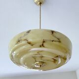 Grande suspension Art déco en verre marbré
