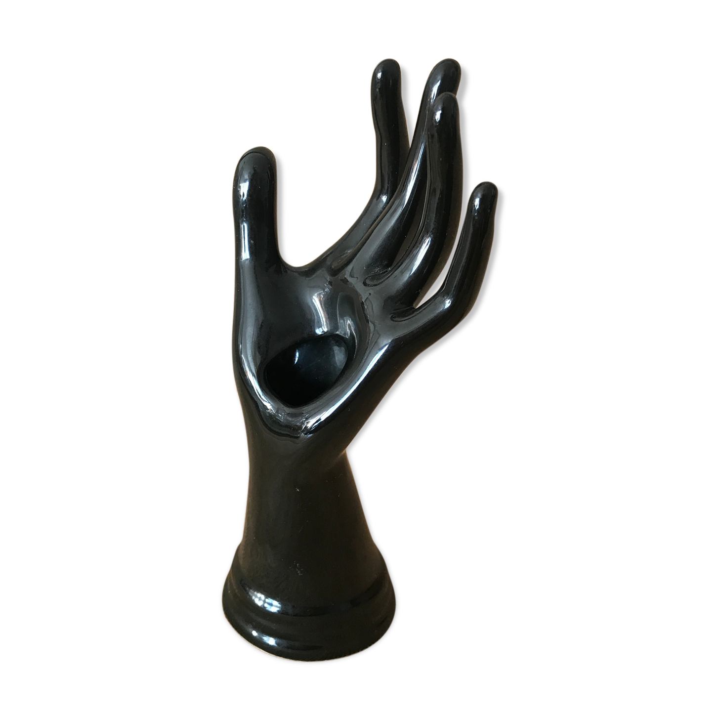 Small hand vase in vintage black earthenware