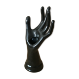 Small hand vase in vintage black earthenware