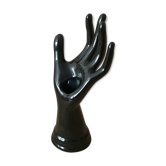 Small hand vase in vintage black earthenware