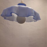 Hanging lamp blue opaline glass draped vintage 1950/1960