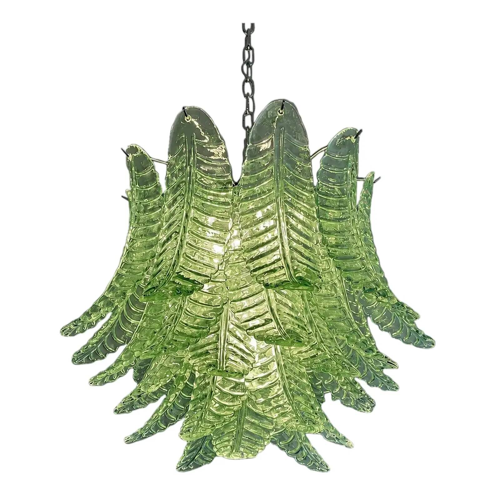 Italian Green Felci Murano Glass Chandelier Green by Simoeng for Simoeng
