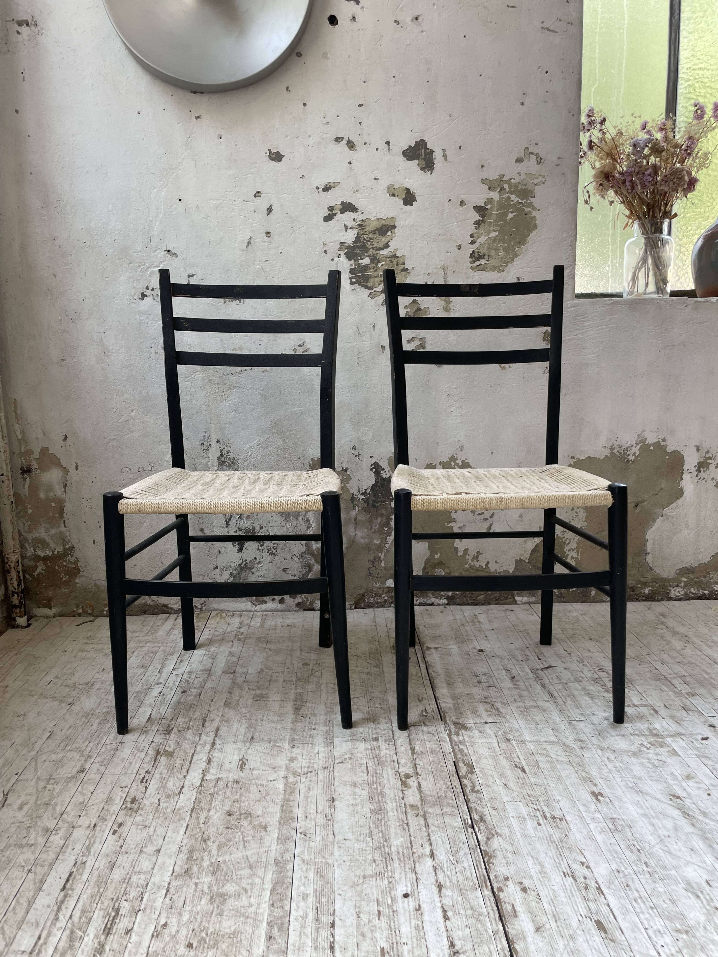 Black Italian rope chairs