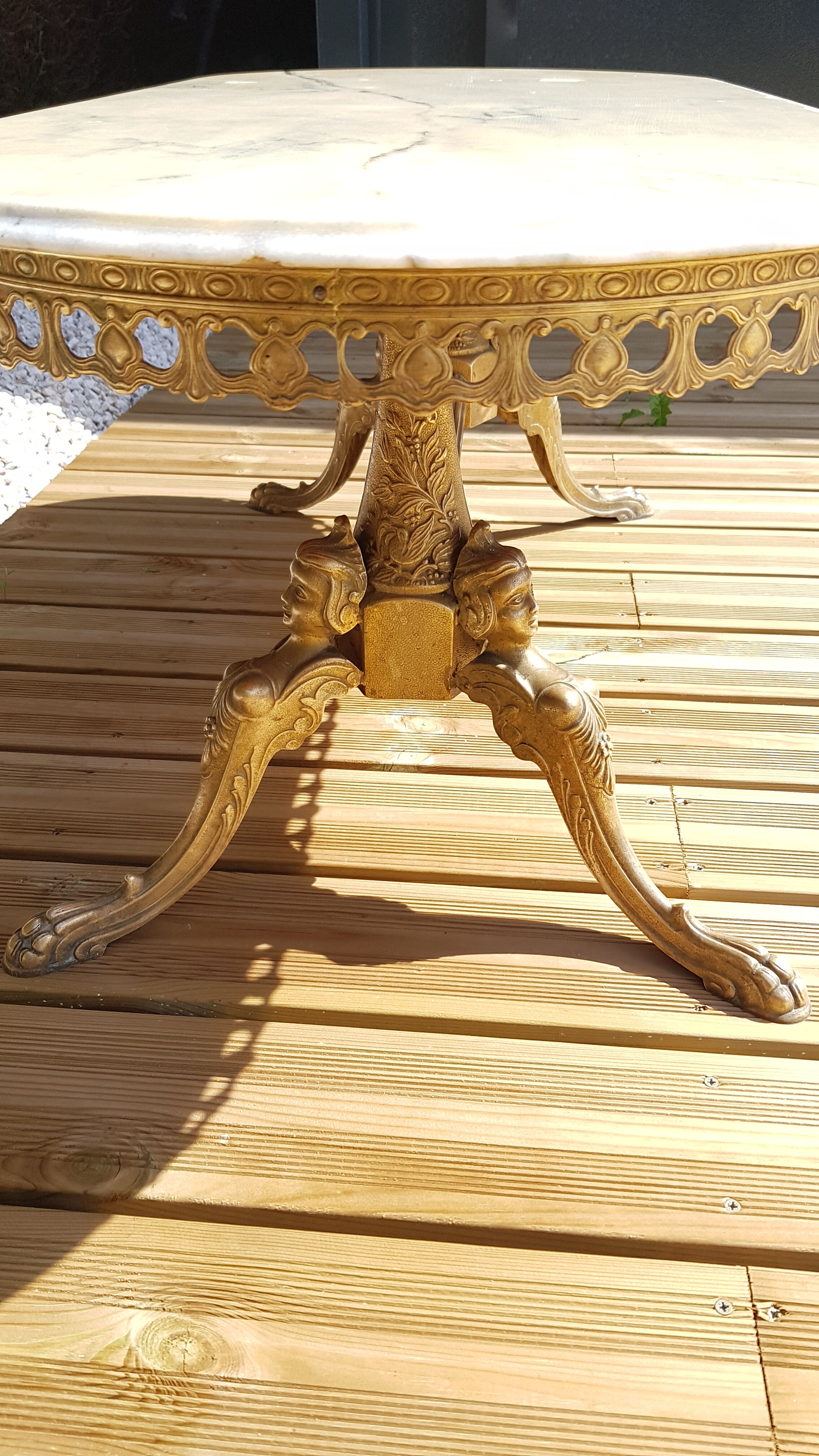 Brass and marble coffee table