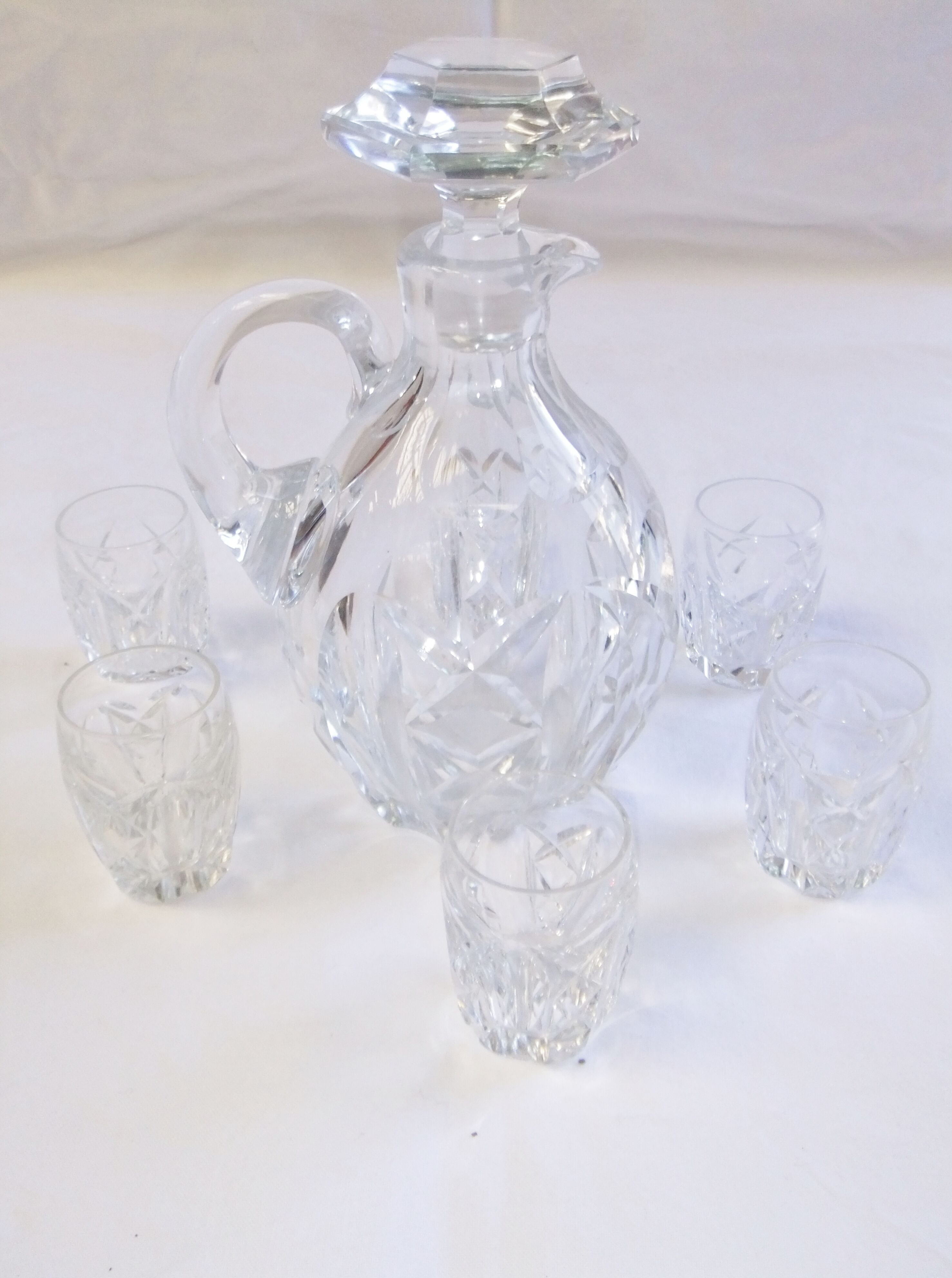 Bohemian crystal liqueur service Baccarat st Louis carafe carafon glass decanter