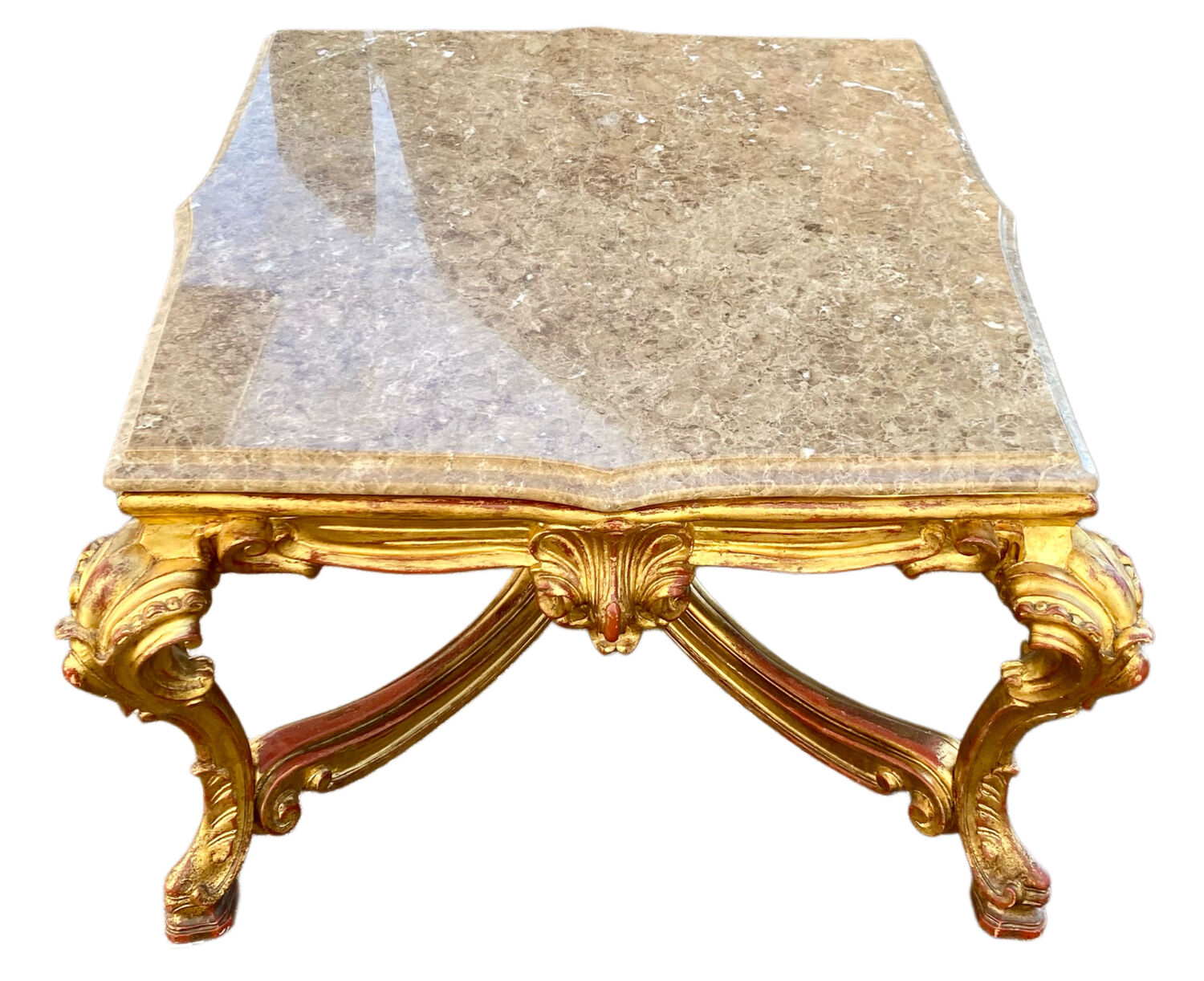 Table de milieu en bois doré table basse Louis XVI