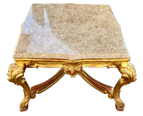 Table de milieu en bois doré table basse Louis XVI