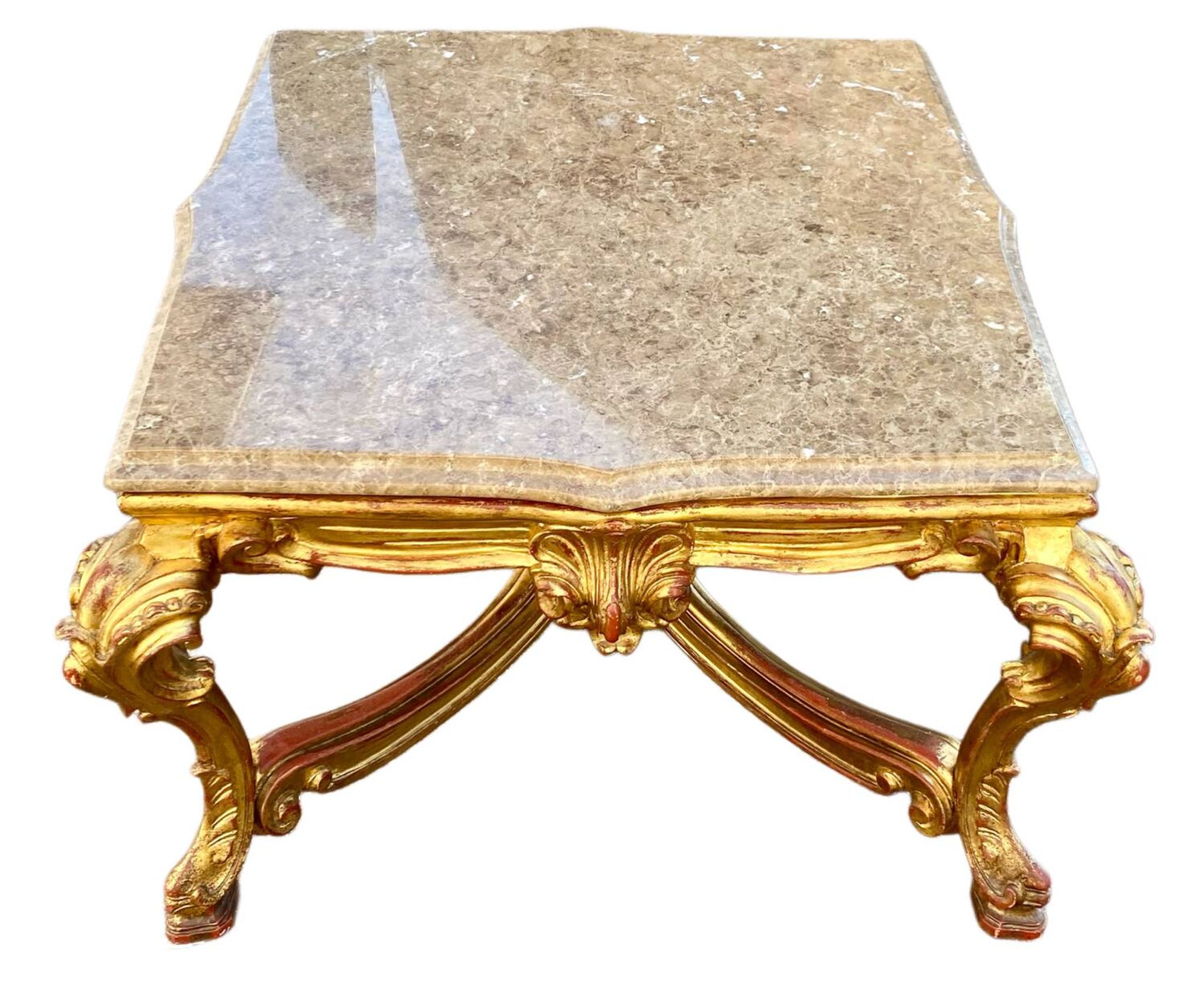 Table de milieu en bois doré table basse Louis XVI