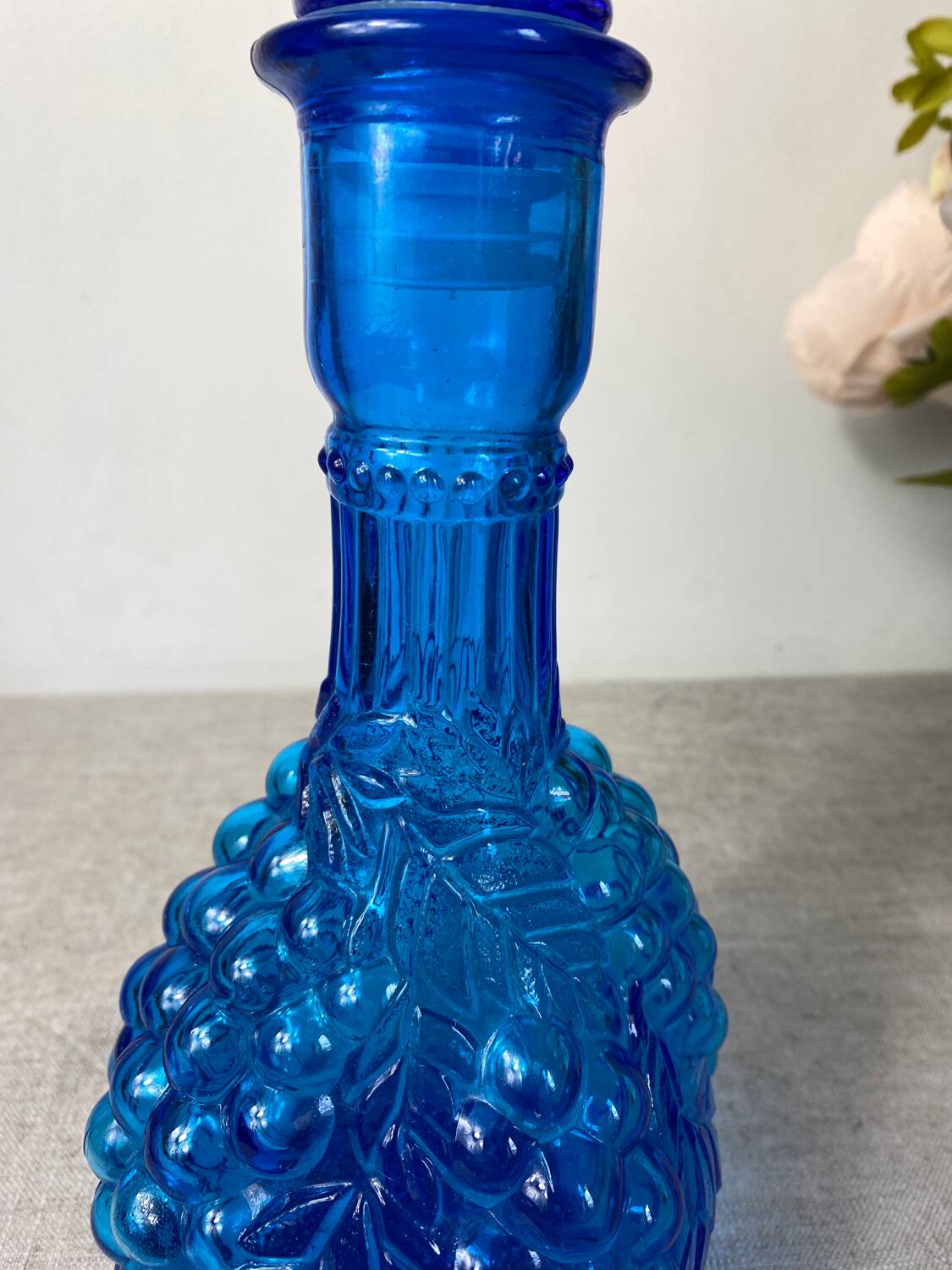 Carafe en verre d’empoli bleu