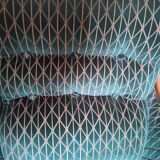 2-seater sofa in green fabric and wood