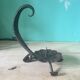Vintage wrought iron candlestick holder — Scroll handle — Rustic decor