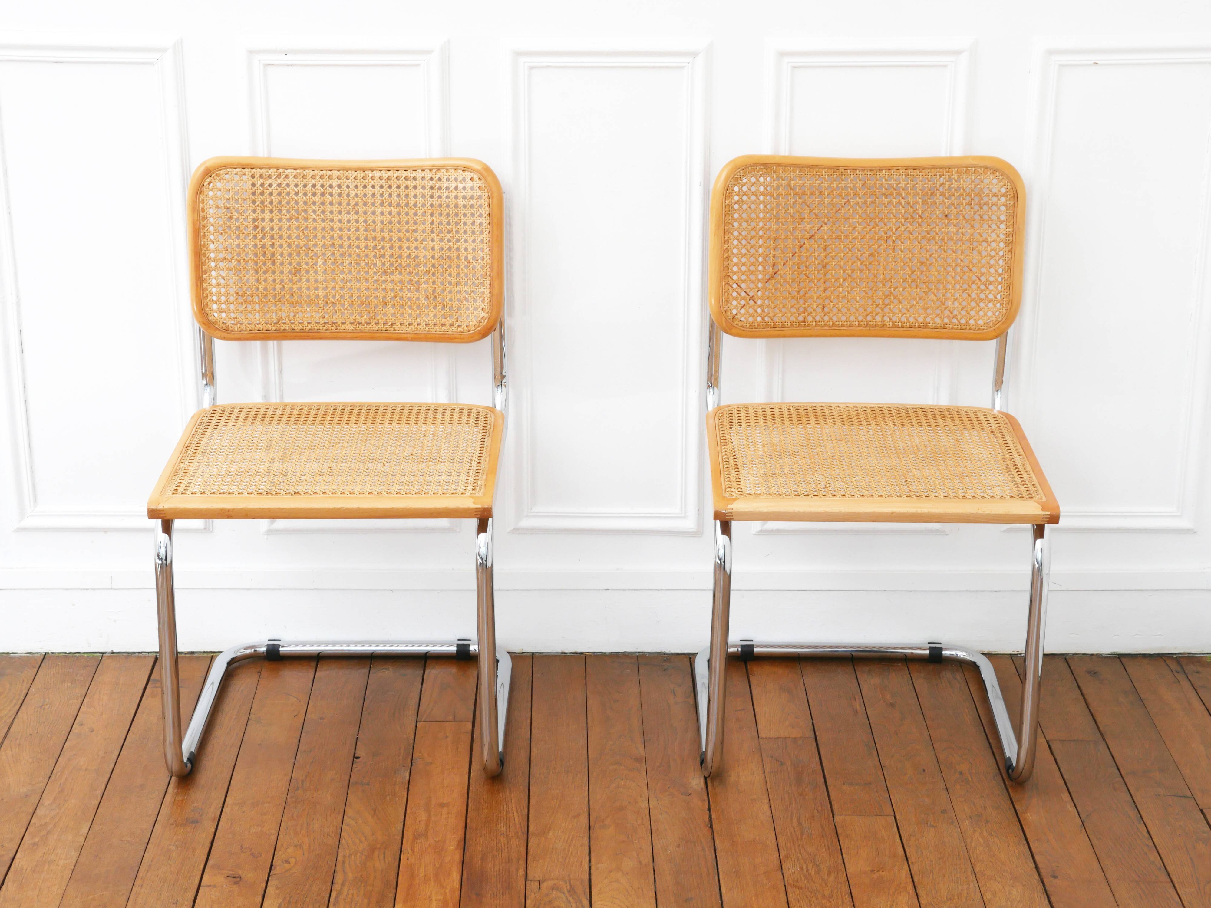 2 Cesca B32 Breuer Chairs Made in Italy - Canework of the seats redone
