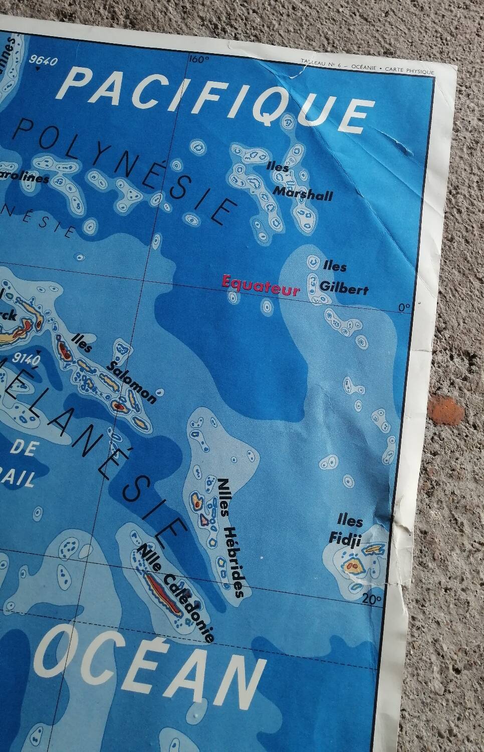 Vintage school map mdi Oceania - South America.