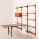 Poul Cadovius rare 3 bay wall unit with a large desk or table for Cado