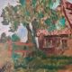 Old impressionist painting, country house, signed / late 19th century