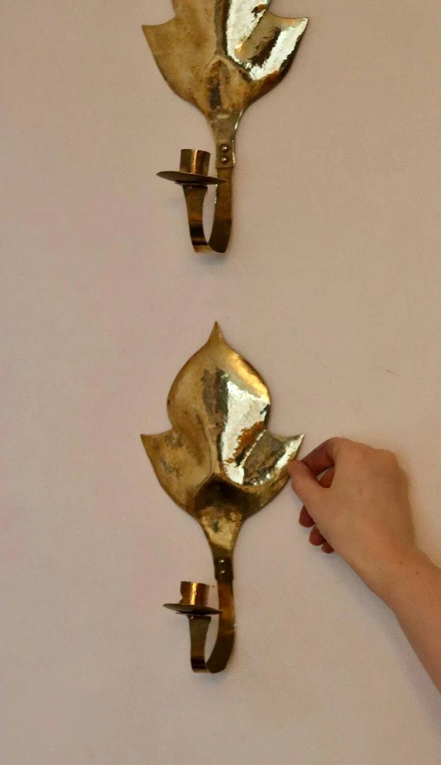 Pair of mid-century Swedish brass sconces