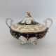 Antique porcelain sweet jar in gilded and cobalt blue, Napoleon III style.